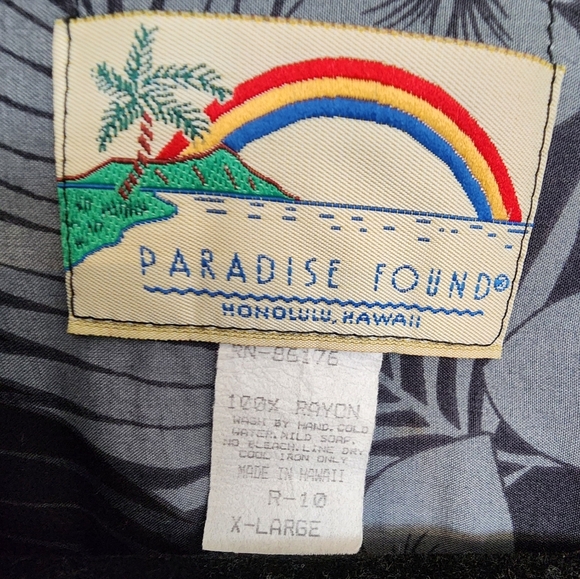 Paradise Found Vintage Hawaiin Button Down, Floral With Hula Girls, Size XL - Picture 4 of 6